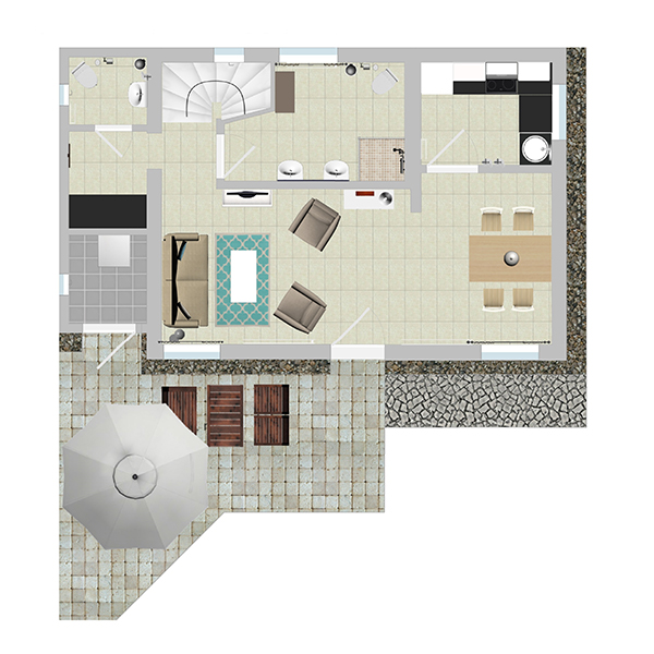 Grundriss EG Ferienhaus Eßig Niendorf