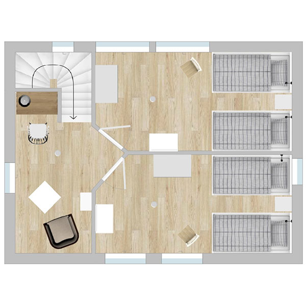 Grundriss OG Ferienhaus Eßig Niendorf